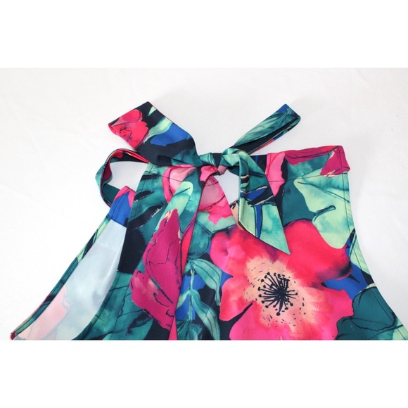 TOMMY BAHAMA Women's Multicolor Floral Tropical Tie Hawaiian Halter Tank Top Med - Picture 6 of 7